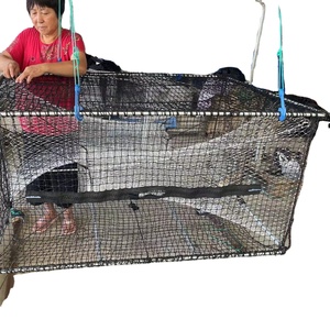Cadre solide en alliage d'aluminium robuste piège à homard/crabe des neiges piège à qaure en filet PE noir - Product Image 1