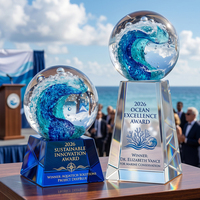 Trophée en cristal style Nobel pour le surf, base transparente, récompense d'excellence d'entreprise, reconnaissance des employés - Vente chaude
