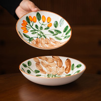 Handbeschilderd keramisch servies, creatief fris ontbijt fruit salade bord