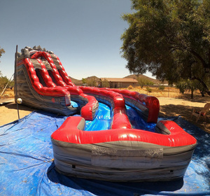 Venta caliente 20ft Roaring Thunder <span class=keywords><strong>Curve</strong></span> Dual Lane Backyard Tobogán acuático comercial inflable para niños y adultos - Product Image 5