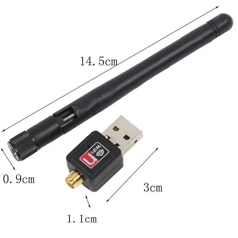 Sıcak satış OEM Mini USB2.0 150Mbps USB WiFi kablosuz adaptör dongle PC laptop için harici anten ile