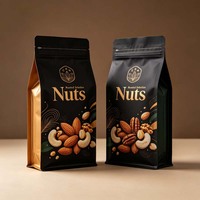 Op maat gemaakte platte bodem pouch met ritssluiting, vochtbestendige verpakking voor gemengde noten, gedroogd fruit en gezonde snacks.