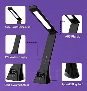 Table <b>Lamp</b> <b>Wireless</b> <b>Charger</b> Dimmable Night Light <b>Wireless</b> <b>Charger</b> for Phone Bedside <b>Lamp</b> Snooze Alarm Clock Factory Wholesale - Product Image 3