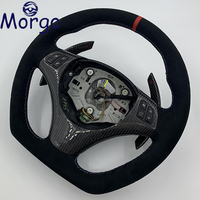 Volant Personnalisé en Alcantara et Fibre de Carbone pour BMW Série 3 E82 E90 E87 E91 E92 E93 avec Palettes de Changement de Vitesse