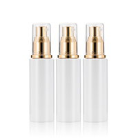 Flacon cosmétique vide en PET blanc de 70 ml avec pulvérisateur à pompe doré, récipient en plastique pour l'emballage de produits de soin de la peau