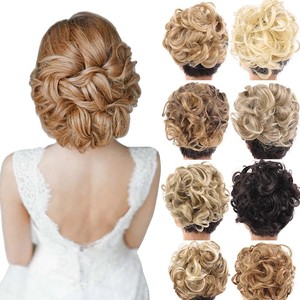 Mujeres postizo plato rizado moño Updo peines de extensión de Peine en pieza de cabello moño desordenado <span class=keywords><strong>Scrunchie</strong></span> cola de caballo - Product Image 1