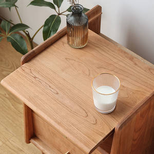 Mesita de noche moderna minimalista de madera maciza con almacenamiento, mueble de dormitorio para uso doméstico - Product Image 2