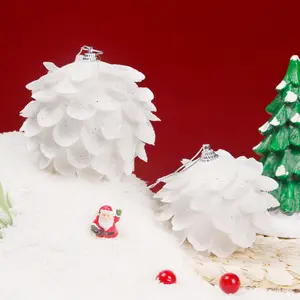 לבן חג המולד קישוטי כדור חג המולד עץ כדורי קישוט עלה כותרת גליטר קצף כדור בית תליית דקור חג המולד קישוטים