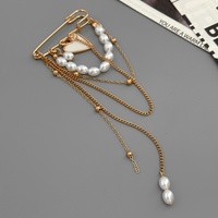 Élégante broche à pampilles longues superposées avec imitation perle et pendentif cœur pour femme, bijou tendance pour la décoration de costume, cadeau idéal