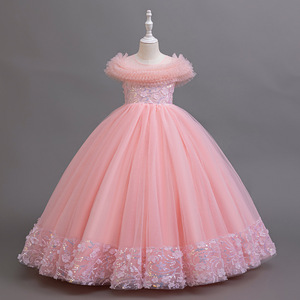 S3498F Nuevo Vestido Largo para Niñas 2026, Vestido de Tul, Vestido de <span class=keywords><strong>Princesa</strong></span>, Vestido de Dama de Honor/<span class=keywords><strong>Disfraz</strong></span> para Actuación de Piano - Product Image 1