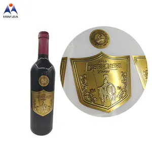 Minsda – étiquette de vin de luxe en relief doré, impression personnalisée, étiquette de vin en feuille d'or