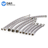 Tuyau tressé en acier inoxydable D&R 201, filetage de diamètre égal 1/2\", 20~100 cm, tuyau flexible d'alimentation en eau pour la plomberie générale