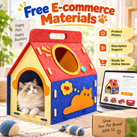 Maison pour chat en feutre portable avec poignée, pliable, pour intérieur, lit douillet pour chat, OEM, vente en gros de fournitures pour animaux de compagnie