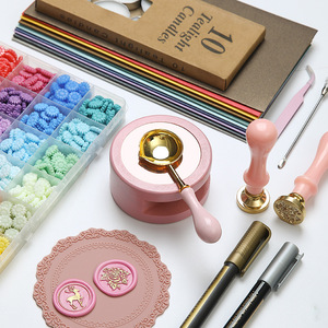 Sealing Wax <b>Kit</b> <b>Pink</b> Complete Set With Stamps Granules <b>Tools</b> For Decoration - Product Image 4