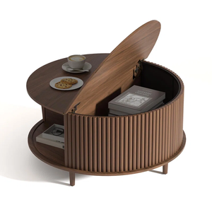 Nuovo <span class=keywords><strong>tavolino</strong></span> da caffè moderno in legno rotondo regolabile <span class=keywords><strong>con</strong></span> riporre e facile da pulire <span class=keywords><strong>con</strong></span> mobili multifunzione per soggiorno - Product Image 1