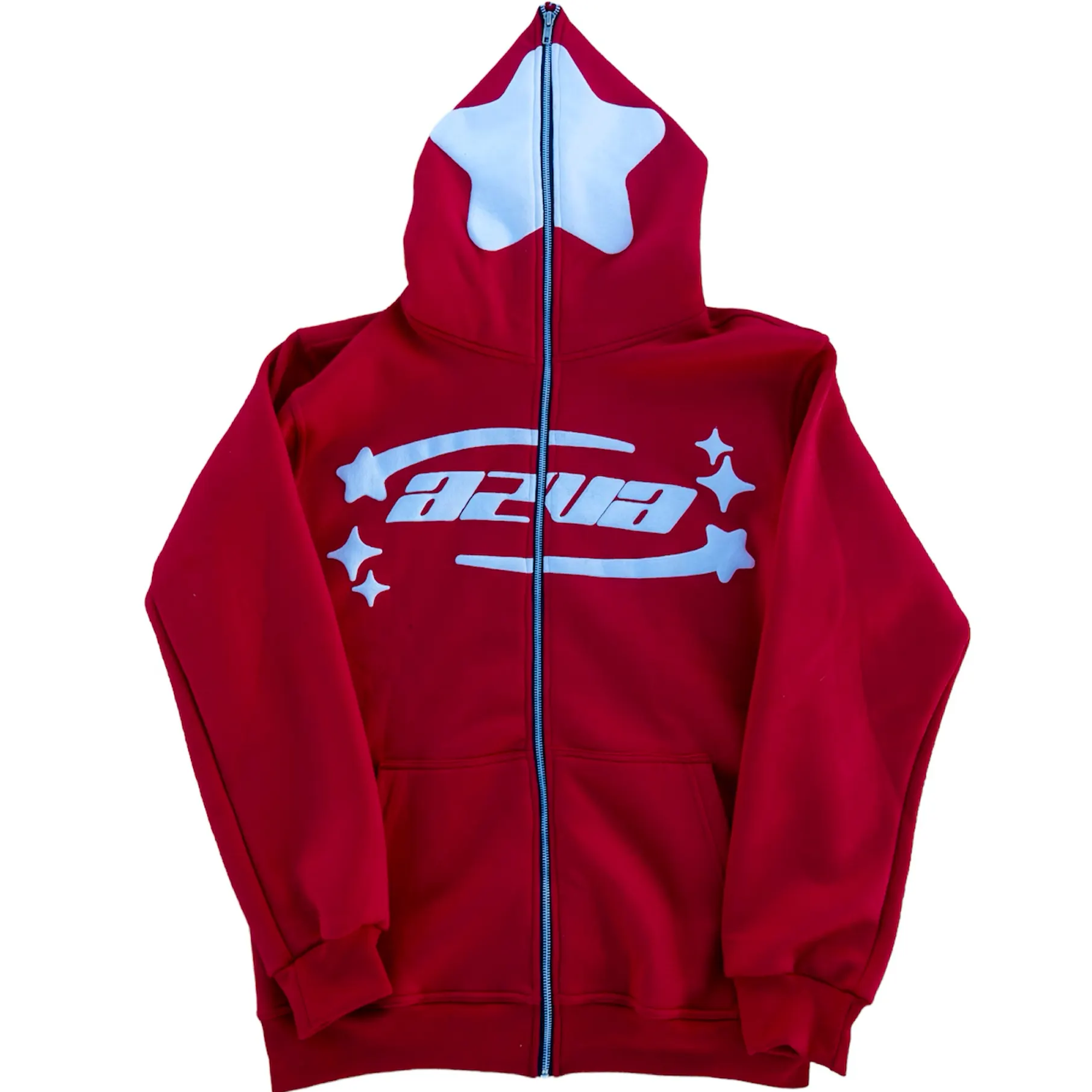 OEM Factory Wholesale Y2K 100% Cotton heavyweight custom star puff print full face zip up hoodie for men