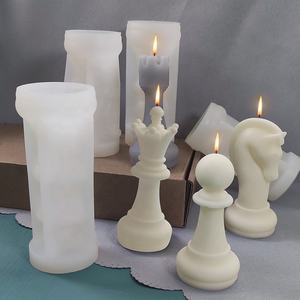 <span class=keywords><strong>Bougie</strong></span> parfumée aux échecs, moule en Silicone, bricolage, pièces d'échecs, ornements en plâtre, chandelier, encens, moule en pierre - Product Image 4