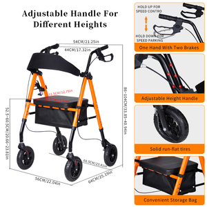 Andador Rollator con asiento y respaldo acolchado cojín y cesta de almacenamiento grande - Product Image 2