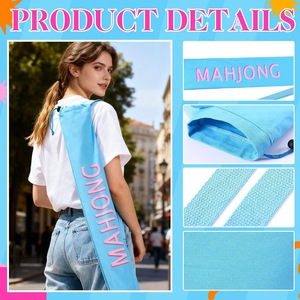 Sac de transport pour tapis de mahjong, pochette de rangement portable avec cordon de serrage et bandoulière réglable pour tuiles de mahjong, poker, jeux de société - Product Image 3