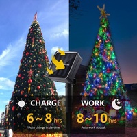 Guirlandes lumineuses solaires de Noël avec 8 modes et fonction mémoire pour décorations extérieures, guirlandes LED