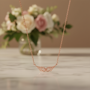 Collier pendentif ailes en or rose avec zircone cubique pour femmes, bijoux romantiques à porter au quotidien, chaîne en alliage, cadeau - Product Image 2