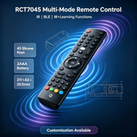Control Remoto de Audio Ergonómico de 45 Teclas RCT7045, Control Remoto Multifuncional IR BLE con Batería 2AAA