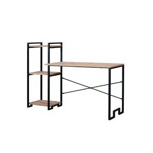 Study <b>Desk</b> <b>Computer</b> <b>Desk</b> Home Office Study Table Workstation Writing <b>Desk</b> Metal Frame Wooden Surface <b>Space</b>-<b>Saving</b> Storage - Product Image 1