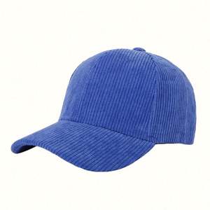 Gorras de Pana Negra Personalizadas al por Mayor de Fábrica, Gorra de Béisbol de Pana de 6 Paneles con Logotipo Bordado - Product Image 1