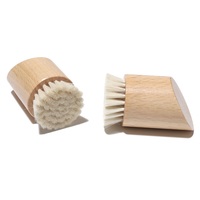 Brosse faciale sèche de qualité supérieure en gros avec poils en laine naturelle, manche en bois de hêtre, exfoliation douce pour les peaux sensibles