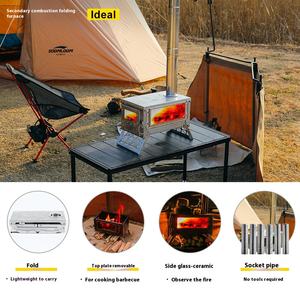 요리 및 난방용 2차 연소 기능이 있는 이중 목적 스테인리스 스틸 접이식 화목 난로 휴대용 야외 캠핑 주방용품 - Product Image 3