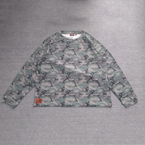 Custom Waffle Knit Langarmshirt Volledig Bedrukt Grafisch Katoen Oversized Camouflage Thermisch Langarm T-shirts Ronde Hals Heren - Product Image 3