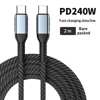 Câble de données tressé PD Type-C vers Type-C 240W 5A à charge ultra-rapide pour téléphones mobiles et tablettes