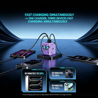 Chargeur mural rapide GaN 35W avec câble Type-C rétractable, protection PD3.0 OVP, multi-ports pour smartphone et tablette