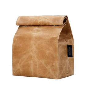 Waxed Canvas Meal Cool <b>Bag</b> Thermal <b>Food</b> <b>Delivery</b> <b>Bag</b> Custom Logo Picnic Cooler Lunch Beach Cooler <b>Bag</b> - Product Image 1