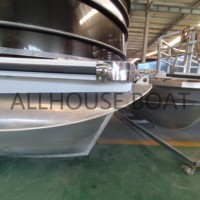 Bateau ponton en aluminium Allhouse Offshore Pro de 29 pieds avec plateforme d'accès robuste pour plongée et chargement de matériel