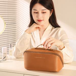 Nouveau sac de maquillage Portable en PU souple pliable étui à cosmétiques de voyage étanche avec pochettes en maille organisateur de vêtements fonctionnel - Product Image 1