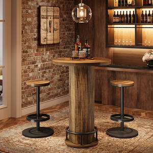 Ensemble de table à manger Tribesigns 3 pièces pour 2 personnes, petite table ronde de cuisine avec 2 chaises, table de bar de comptoir de hauteur standard, table de <span class=keywords><strong>pub</strong></span> - Product Image 3