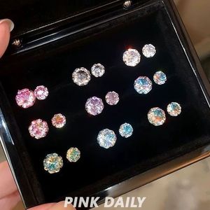 Boucles d'oreilles pour femmes en alliage de titane F136, style punk, forme fleur, clous hélix et conch en strass colorés étincelants - Product Image 3