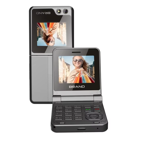 Mini 4G Keypad Flip Mobile Phones Double Screen Small Dual Sim Phone 1000mAh Battery 0.08MP Camera Feature Phone for