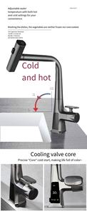 EIOIOL Affichage numérique commercial Robinet mitigeur chaud et froid avec cascade rétractable Robinet de cuisine à tirette avec pulvérisateur monté sur le pont en zinc - Product Image 2