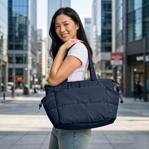 Hot Selling Fashion Women Ladies Puffy Work <b>Bags</b> Lightweight Nylon Quilted Puffer Tote <b>Bag</b> <b>Handbags</b> for <b>Travel</b> Teacher Nurse - Product Image 6
