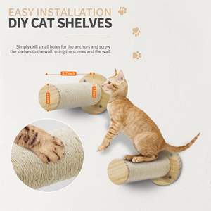 2025 Venta caliente Marco de escalada de gato de madera ecológico moderno de lujo <span class=keywords><strong>DIY</strong></span> escalera de cuatro escalones montada en la pared con rasguño de yute - Product Image 5