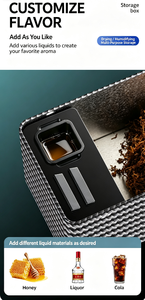 Humidor de Escritorio WOQI Clásico con Acabado en Laca Negra, Madera de Cedro, Caja para Cigarros, Cerradura de Combinación Frontal, Higrómetro, Alimentación USB - Product Image 4