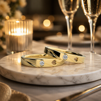 Bagues de couple pour mariage en argent sterling 925 plaqué or, alliances assorties pour homme et femme, avec moissanite ou diamant de laboratoire – Cadeau