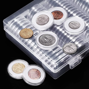 100 Stück Münzkapseln 30mm Etui mit Schaumstoffeinlagen 17mm/20mm/25mm/27mm/30mm Münzsammelhalter Organizer <span class=keywords><strong>Box</strong></span> - Product Image 3
