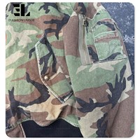 Blouson Bomber Court Matelassé en Twill de Coton Délavé Camouflage Style Vintage Distressed LARSUR – Fabrication Personnalisée