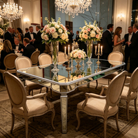 Table console miroir en acier inoxydable de luxe pour salle de banquet haut de gamme