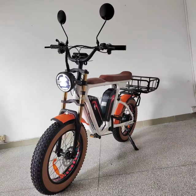Cargo E Bike 1000W Dual Battery 44Ah 52V Full Suspension Hydraulic Brake Aluminum Alloy Frame 20 Inch Fat Tire Electric Bike