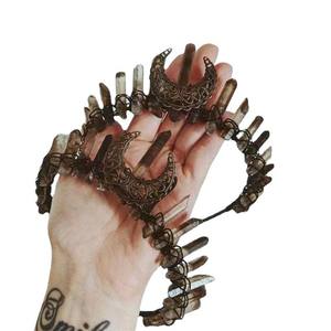 Diadema DE CORONA DE CRISTAL Natural <span class=keywords><strong>con</strong></span> punto de cristal de brujería, joyería de boda, palo de punta de cuarzo, regalo de fiesta de cristal - Product Image 5