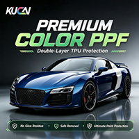 KUCAI Film de protection de peinture (PPF) TPU coloré pour voiture, finition brillante, bleu cobalt, qualité supérieure, très vendu, sans bulles, application humide ou sèche, 1,52*15m/rouleau